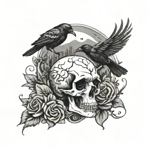 Skull Cemetery Ravens