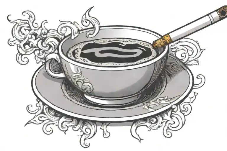 Coffee Cup With A Cigarette