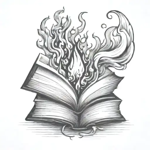Simplistic Book With Fire Coming Out Of Pages Turning