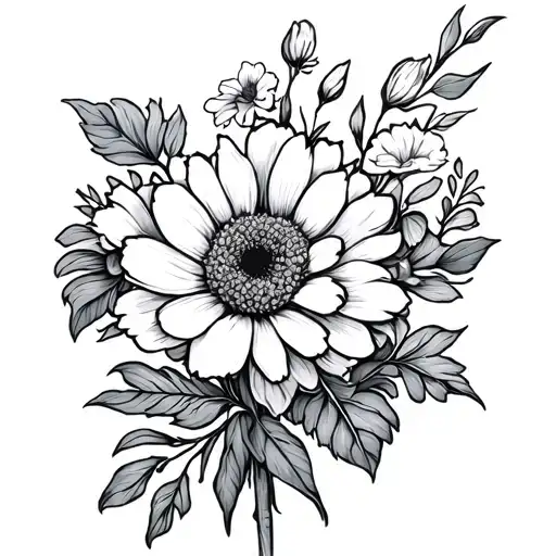 Marigold And Gladious Bouquet Fine Line