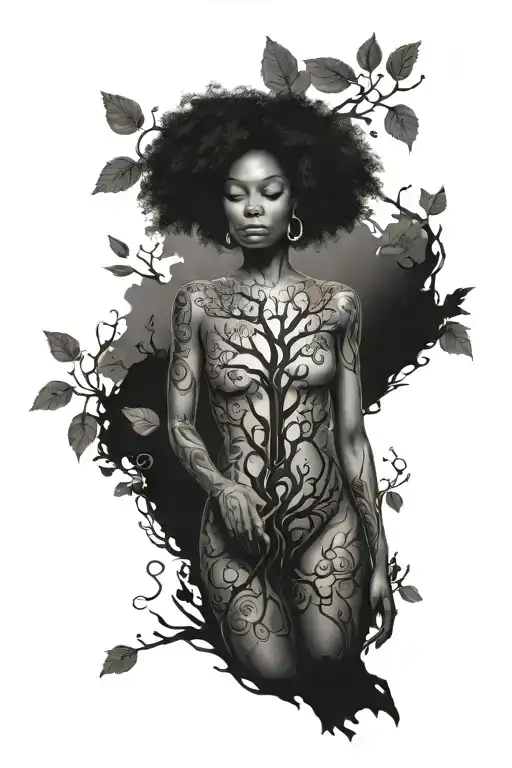 Tree Of Life Black Woman Body In The Tree With Aura Surrounding