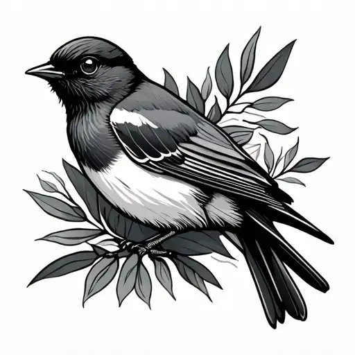 Indigenous Willy Wagtail Bird Intertwined Within