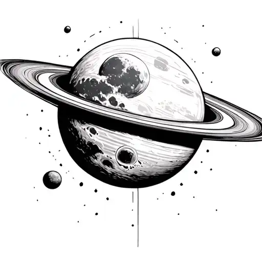 Moon And Saturn Sketch