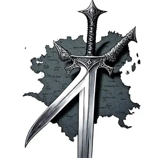 Lotr Map Tattoo With Aragorns Sword