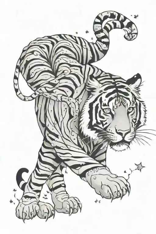 Celestial Tiger With Constellations As Stripes