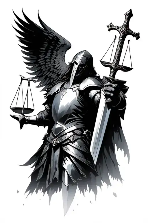 Justice Allegory With An Armor Holding A Sword