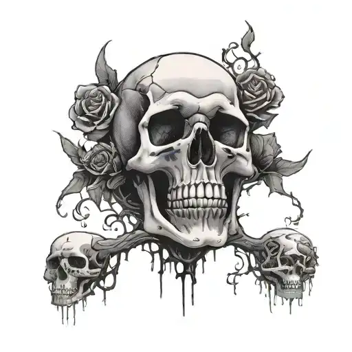 Skull Graveyard Dark Purple Sky