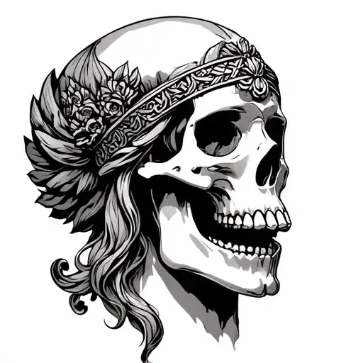 Skull Virgo Athena Greek Goddess