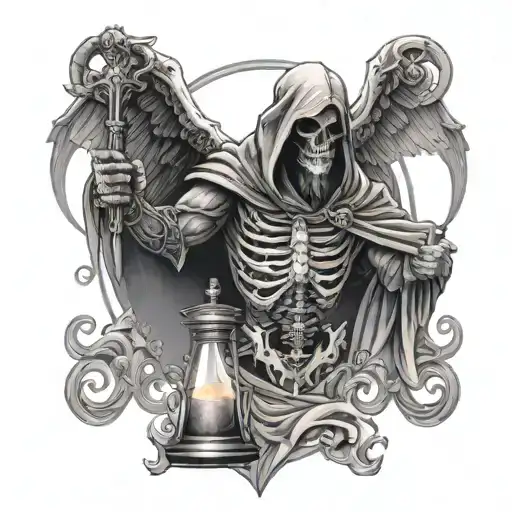 God Of Death Holding Hourglass