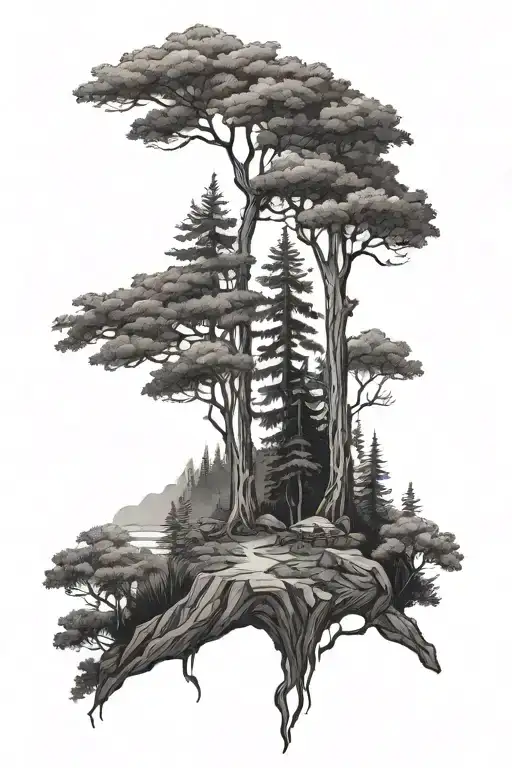 Forest Landscape Tattoo Featuring