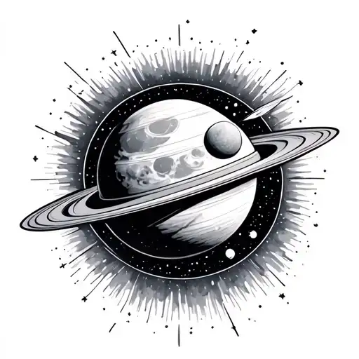 Create A Cosmic Tattoo With A Moon And Saturn With Line Work And Astrological Details