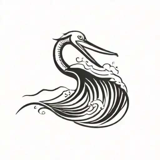 Ocean Wave With Pelican
