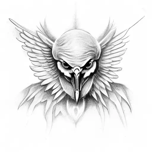 Demonic Crow With Wings Made Of Bones