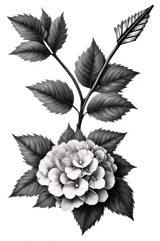 Realistic Arrow With A Hydrangea Flower