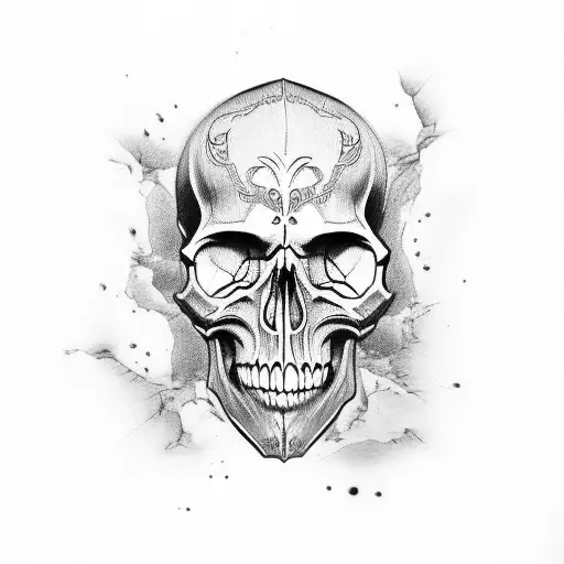 Skull Creepy Scary Looking But Feminine In Black And White