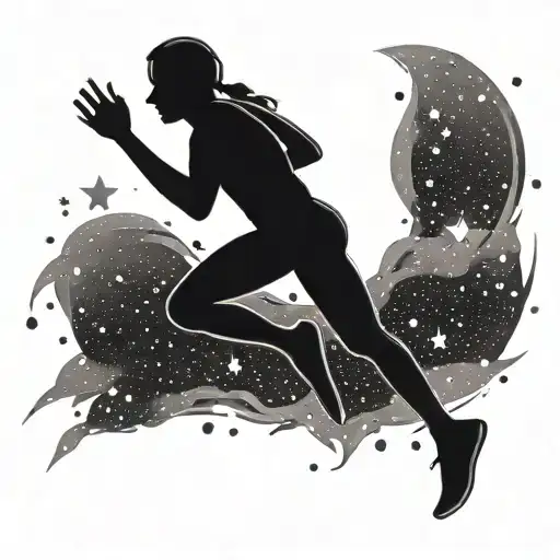A Silhouette Of A Runner Surrounded By A Galaxy Of Stars