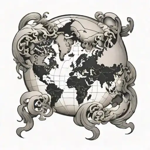 World Globe With Continents Joined Together