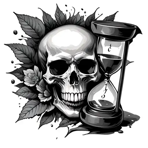 Skull And Hour Glass Overflowing