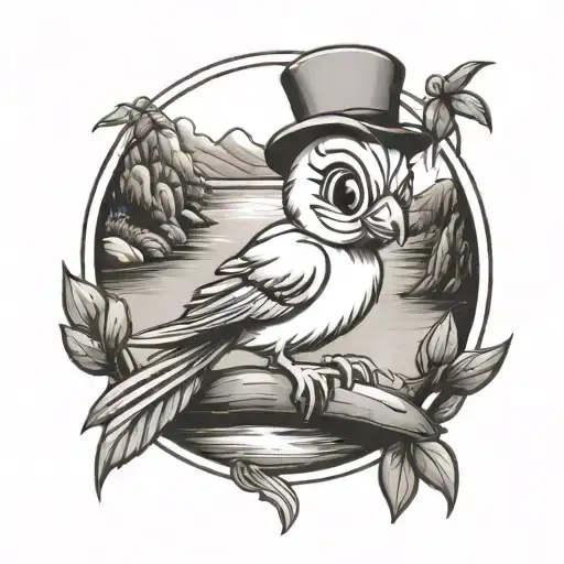 Tweety Bird Sitting By A River