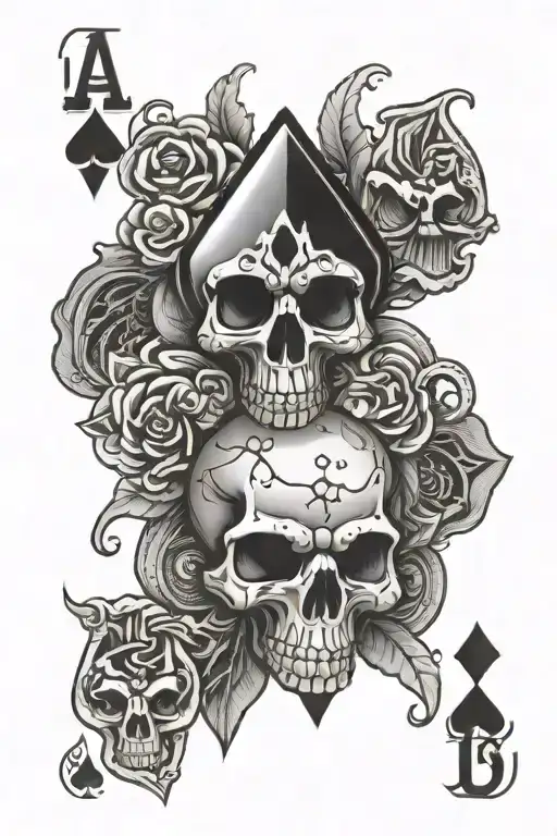 Playing Cards Diamond Ace With Skull Inside