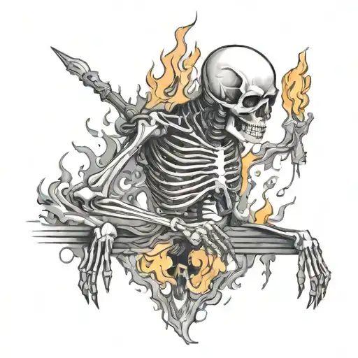 Skeleton Staked Down With Fire