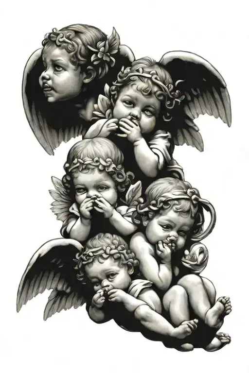 Three Baby Angels See No Evil Speak No Evil Hear No Wvil