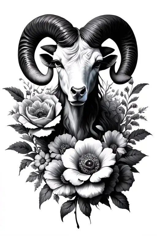 Aries Zodiac Sign Combined With Flowers