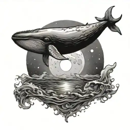 Whale And Sea And Moon