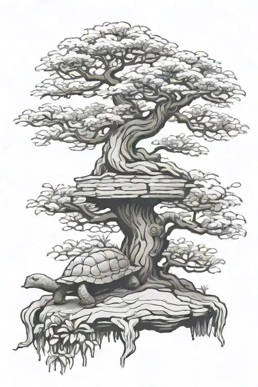 Bonsai Tree Growing On Tortoise