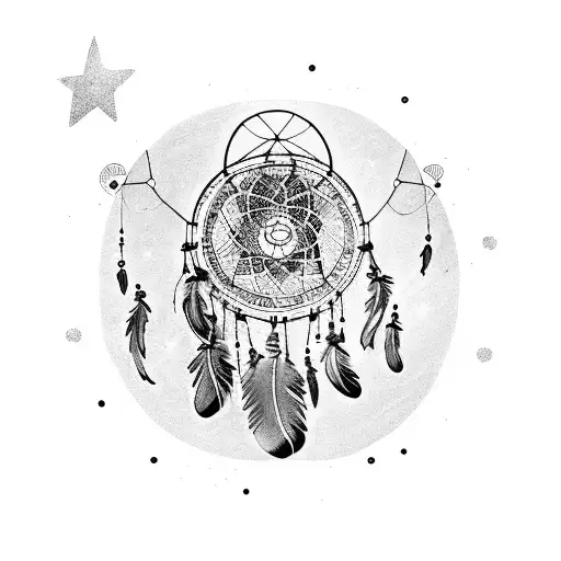 A Dreamcatcher Surrounded By A Forest Scene With Animals And Stars