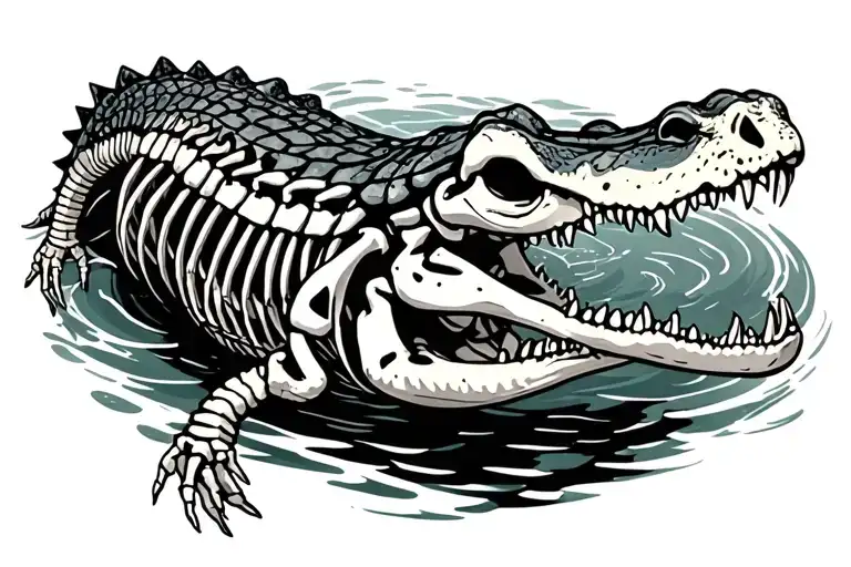 Alligator Swimming Skeleton