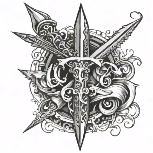 Dagger With The Initials C M Letter