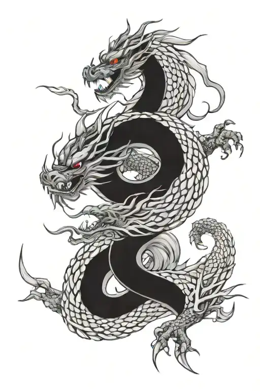 Japanese Dragon Entwined With