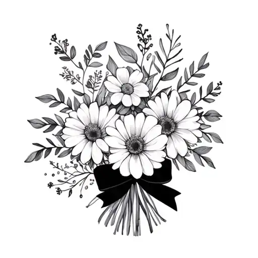 July And August Birth Flowers Bouquet With Small Bow Simple And Small