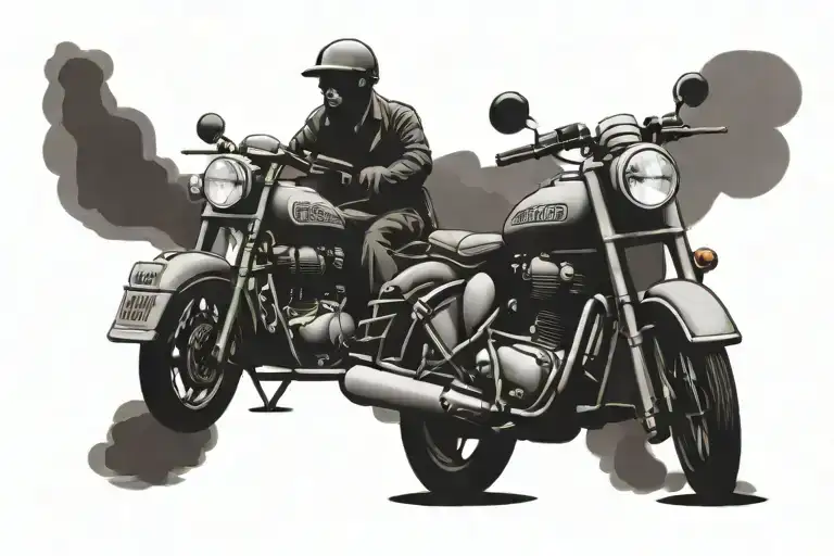 Royal Enfield Bike With Mom Dad Walking