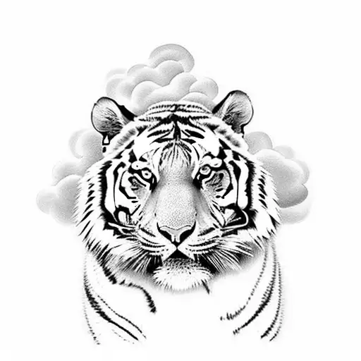 Tiger With Cloud Back Ground