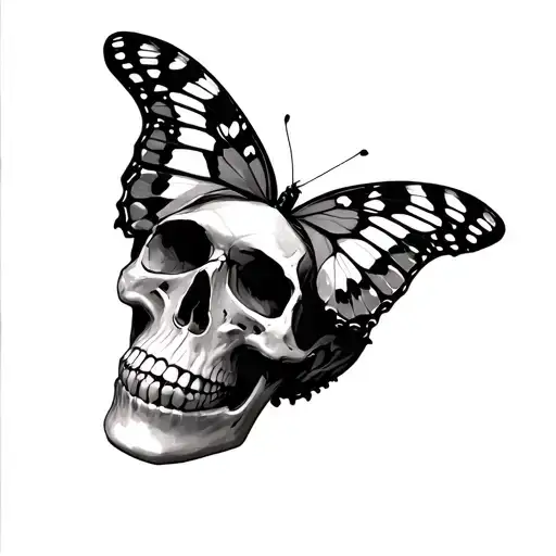 Butterfly Emerging Out Of Skull