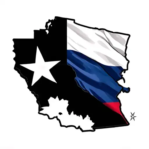California And Texas Flag Merged