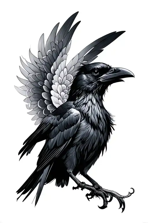 Raven With Lace Wings