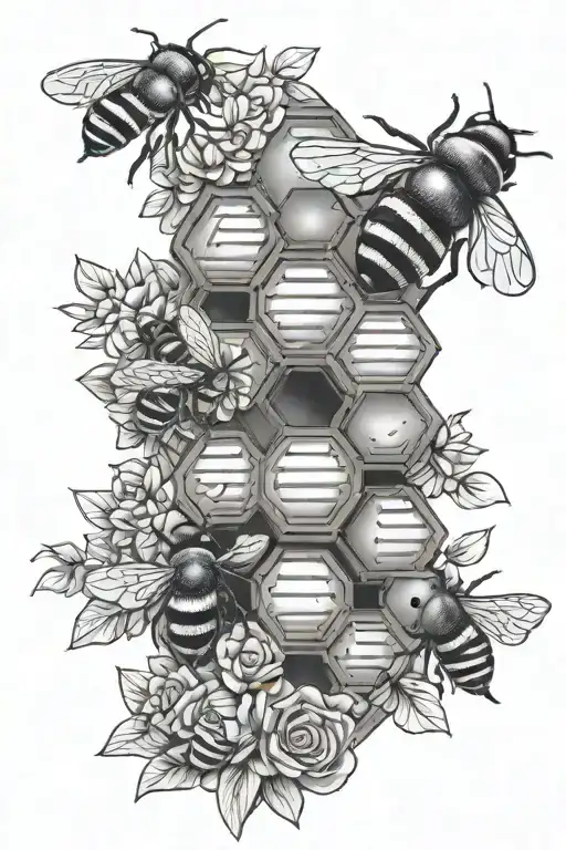 Bee Hive Sleeve Tattoo Design