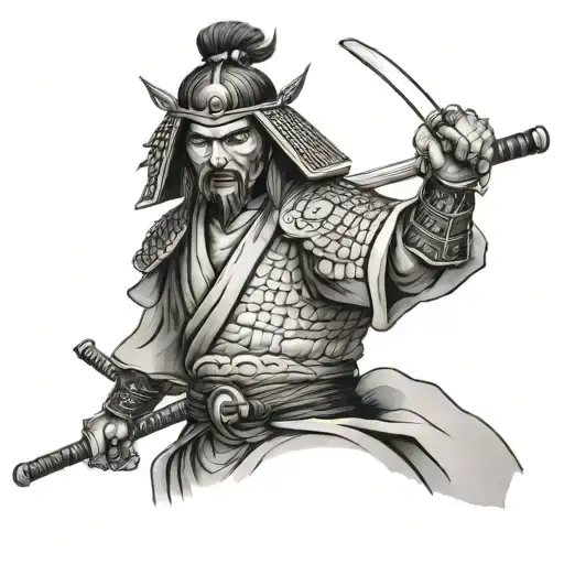 Peaceful Samurai With Mask And Sword