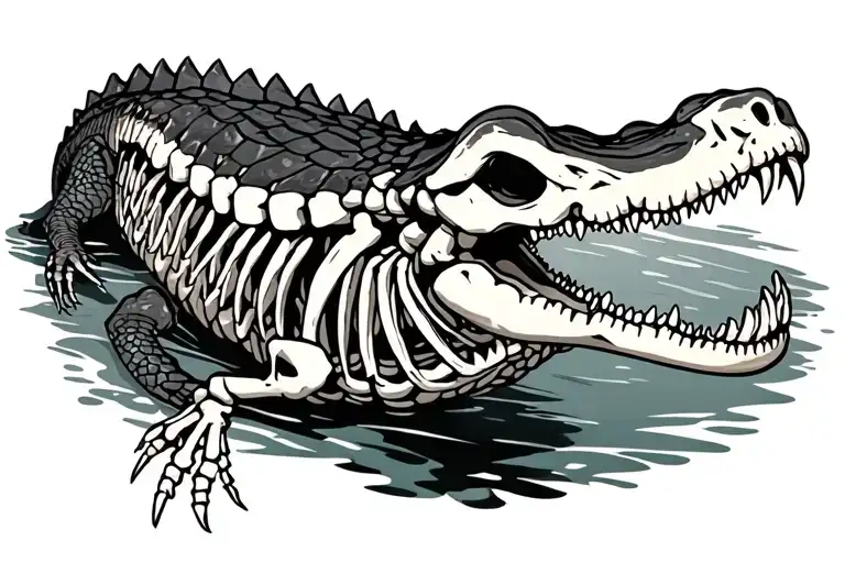 Alligator Swimming Skeleton