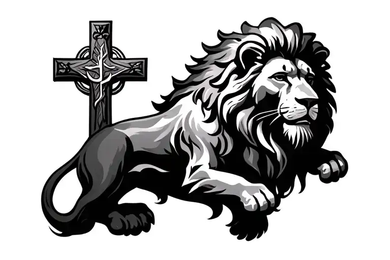 Lion And Christ Cross