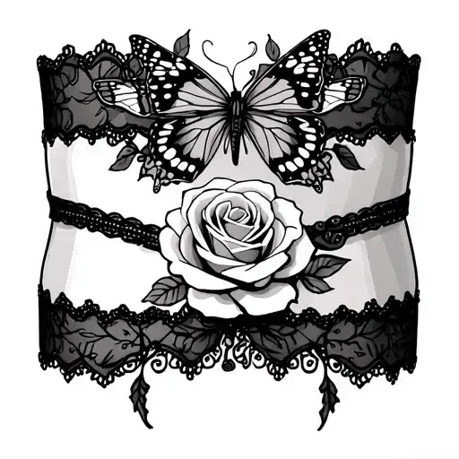 Saved By Grace Garter Belt With Rose And Butterfly