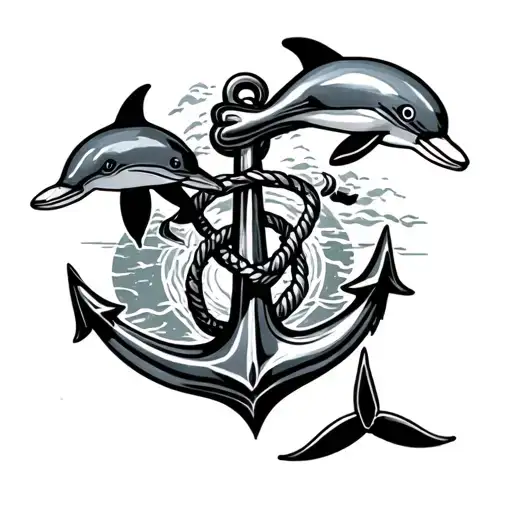 Anchor And Dolphins For My Pawpaw And Nana Who Have Passed Away