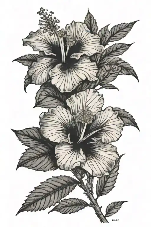 Hibiscus Syriacus Fine Line Elegant