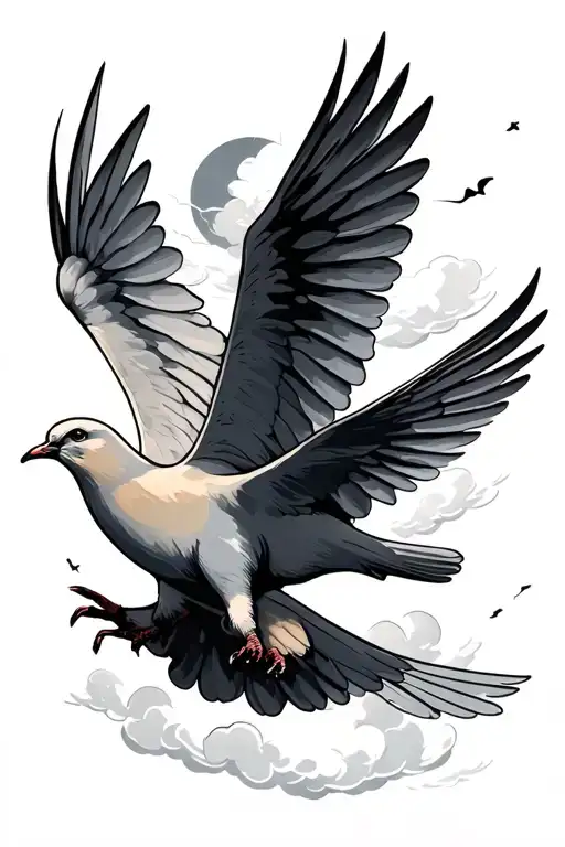 Clouds And Dove Flying