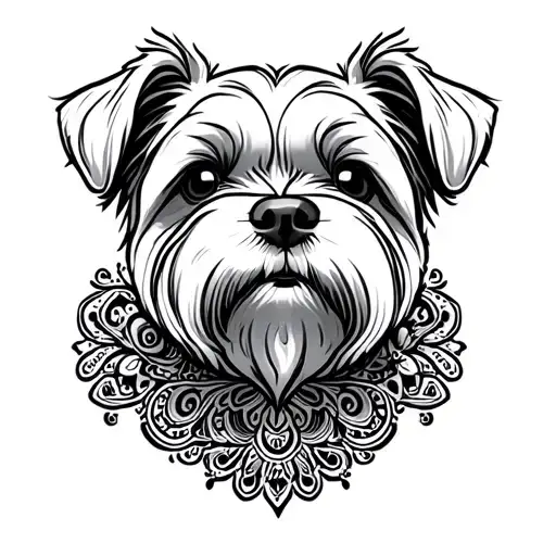 Cartoon Maltese Dog With Paisley Pattern
