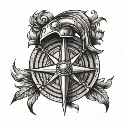 Wind Rose With Spartan Helmet In The Centre Bit Showing