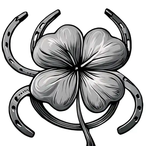 Four Leaf Clover With Horsehoe